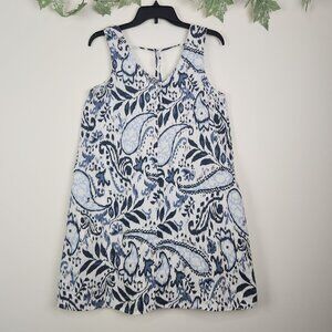 Lucky Brand Size XS Paisley 100% Linen Sleeveless Dress with Pockets
